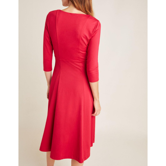Maeve by Anthropologie Jocelyn Midi Dress Fit & Flare Wine‎ Size Small - Picture 3 of 7